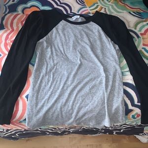 Splendid Baseball Tee Shirt w- Puff Sleeve Detail